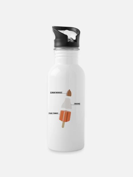 Raketeneis | Eis, Rakete, lustige Bilder - Trinkflasche mit integriertem Trinkhalm - Weiß