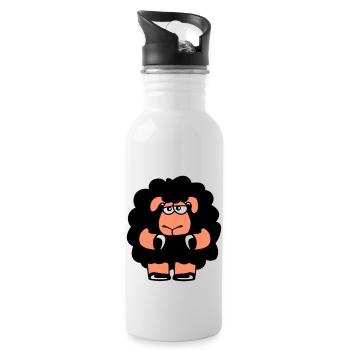 Black Sheep Sad Insecure Tired Funny Cute - Water bottle with straw - white - Right