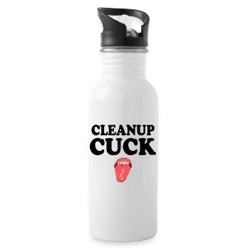 Cuckold clean up - Trinkflasche mit integriertem Trinkhalm - Weiß - Rechts
