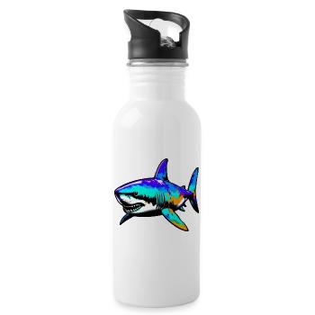 Requin - Gourde avec paille intégrée - blanc - Droite