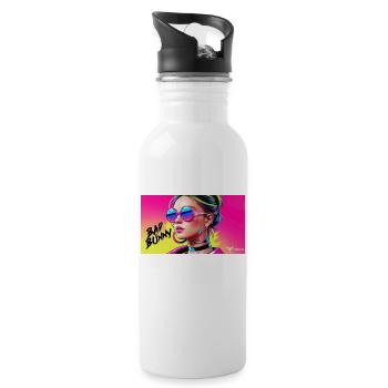 Bad Bunny Model Girl - Trinkflasche mit integriertem Trinkhalm - Weiß - Rechts