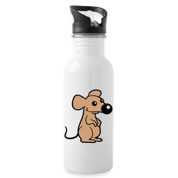 Mouse Big Nose Mouse Small Rat Rodent Cute - Water bottle with straw - white - Right