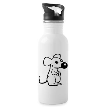 Maus Große Nase Mäuschen Kleine Ratte Nager Süß - Trinkflasche mit integriertem Trinkhalm - Weiß - Rechts