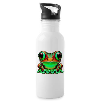 Frosch - Trinkflasche mit integriertem Trinkhalm - Weiß - Rechts