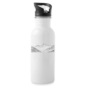 Berg Bergpanorama Alpen - Trinkflasche mit integriertem Trinkhalm - Weiß - Rechts