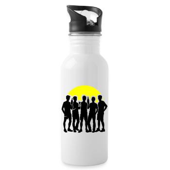 Junggesellen Party Gruppe Feiern Jga - Trinkflasche mit integriertem Trinkhalm - Weiß - Rechts