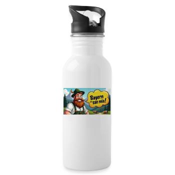 Bayern des san mia! - Trinkflasche mit integriertem Trinkhalm - Weiß - Rechts
