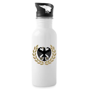 Deutscher Kraftsport Adler - Trinkflasche mit integriertem Trinkhalm - Weiß - Rechts