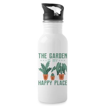 Le jardin est mon lieu de bonheur Jardinage Botanique - Gourde avec paille intégrée - blanc - Droite