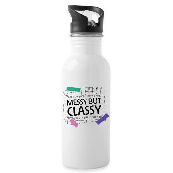 Messy but Classy – Parent Lifestyle Statement - Water bottle with straw - white - Right