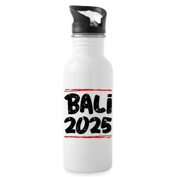 Bali 2025 Spruch - Trinkflasche mit integriertem Trinkhalm - Weiß - Rechts