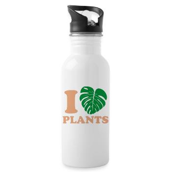 Tropique Naturel Monstera Design - Gourde avec paille intégrée - blanc - Droite