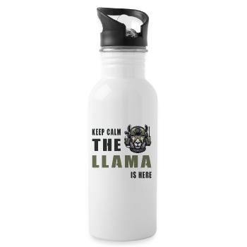 Tactical Llama – Keep Calm Style - Water bottle with straw - white - Right