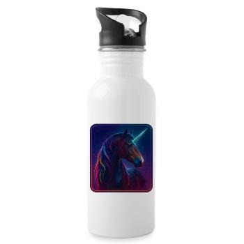 Araber-Berber Einhorn Stallion mit magischem Horn - Trinkflasche mit integriertem Trinkhalm - Weiß - Rechts