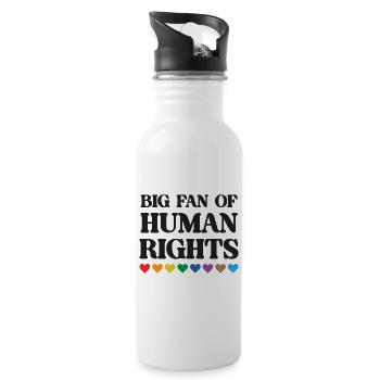 LGBTQ Pride Month - Big Fan of Human Rights - Water bottle with straw - white - Right