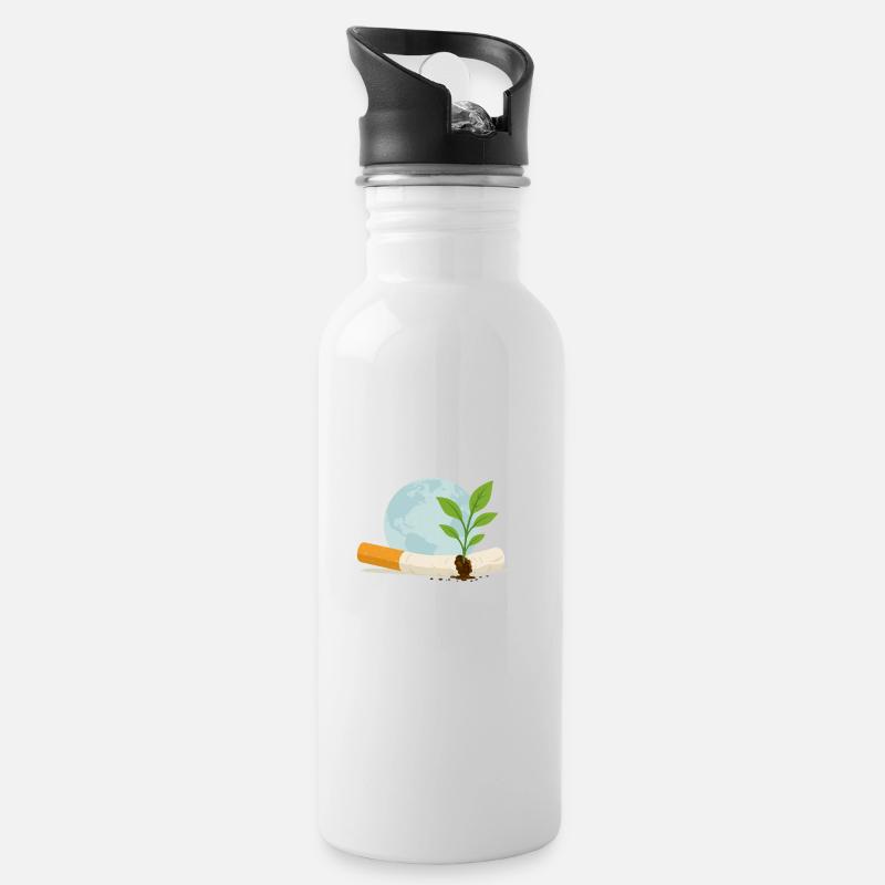 Pour un monde sans tabac - Gourde avec paille intégrée - blanc