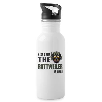 Rottweiler – Keep Calm Design - Water bottle with straw - white - Right