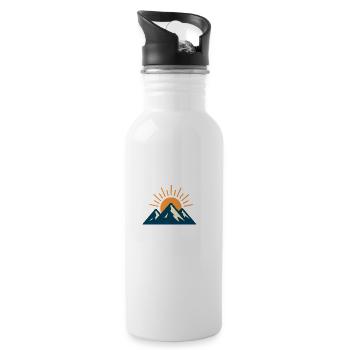 Minimalist Mountain Sunrise - Trinkflasche mit integriertem Trinkhalm - Weiß - Rechts