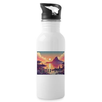 Jeju Island Korea Wind Volcano Sunset Vacation Asia - Water bottle with straw - white - Right