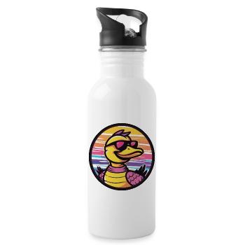 Ente Cool Comic - Trinkflasche mit integriertem Trinkhalm - Weiß - Rechts