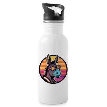 Esel Cool Comic - Trinkflasche mit integriertem Trinkhalm - Weiß - Rechts