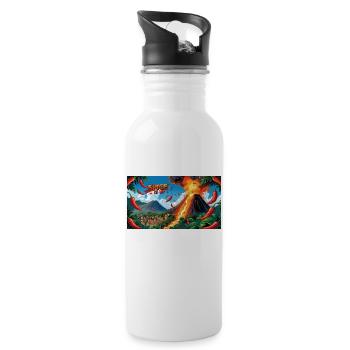 Chili Vulkan Design – feurig & scharf für Food-Fan - Trinkflasche mit integriertem Trinkhalm - Weiß - Rechts