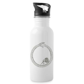 Ouroboros and Sisyphus Absurdist Philosophy Art - Water bottle with straw - white - Right