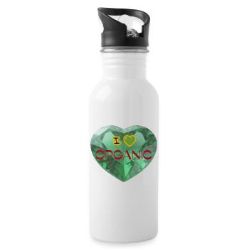 Diamantherz I Love Organic - Trinkflasche mit integriertem Trinkhalm - Weiß - Rechts