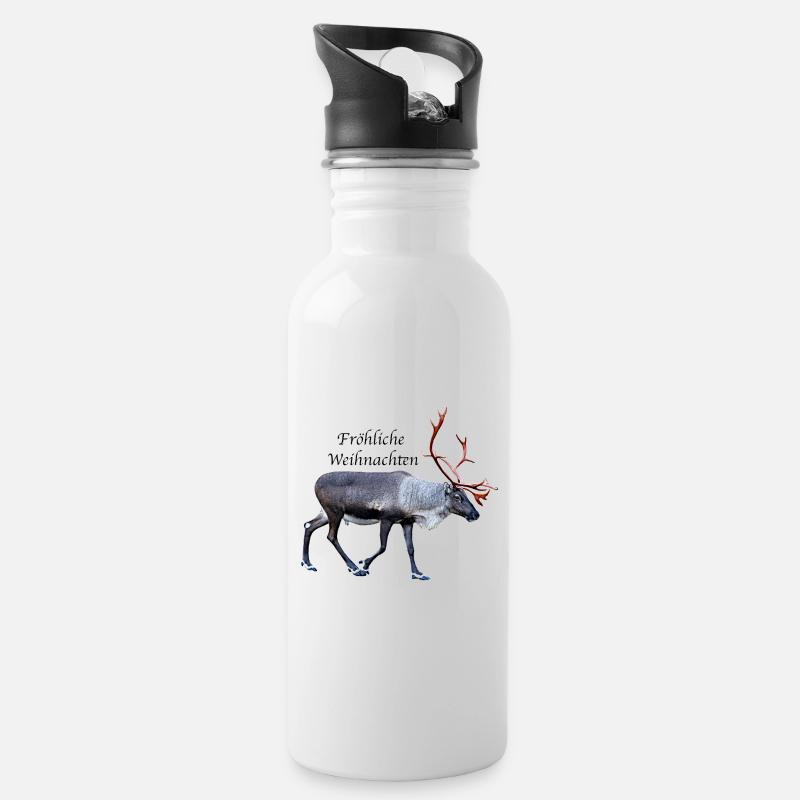 Fröhliche Weihnachten - Water bottle with straw - white