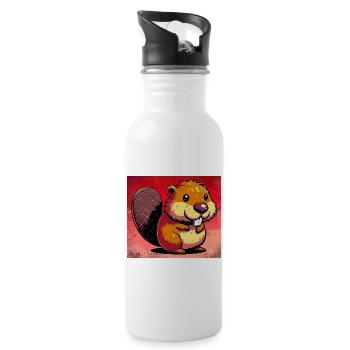 Bieber - Trinkflasche mit integriertem Trinkhalm - Weiß - Rechts
