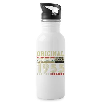 Original September 1955 Vintage Birthday Retro - Water bottle with straw - white - Right