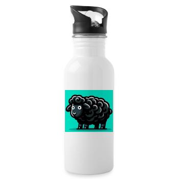 Schwarzes Schaf - Trinkflasche mit integriertem Trinkhalm - Weiß - Rechts