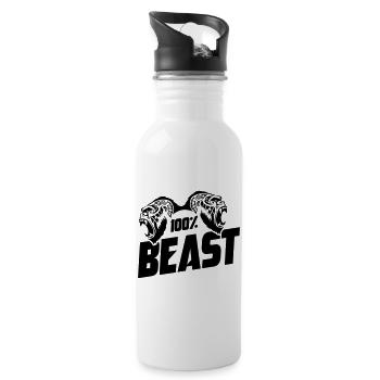 Gorilla Beast Motivation - Trinkflasche mit integriertem Trinkhalm - Weiß - Rechts