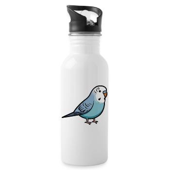 Amoureux des oiseaux perruches bleues - Gourde avec paille intégrée - blanc - Droite