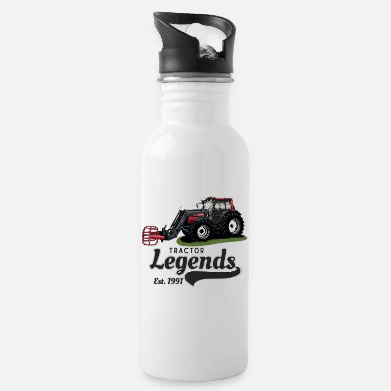 Traktor Legends Vintage Druck - Trinkflasche mit integriertem Trinkhalm - Weiß