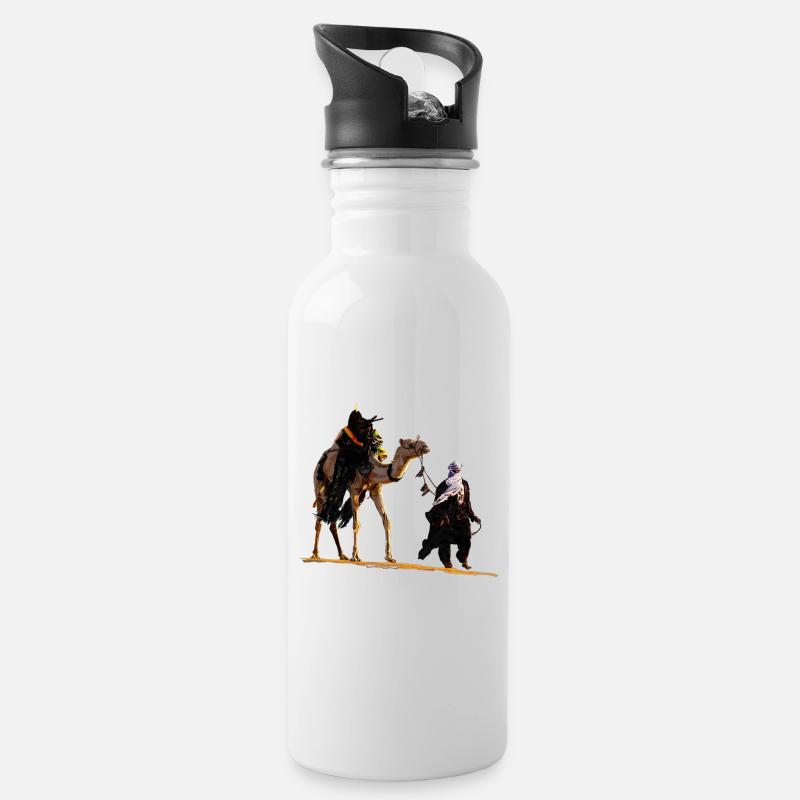 Bedouin with camel - Water bottle with straw - white