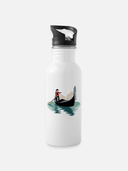 Venetian Gondola Adventure - Water bottle with straw - white