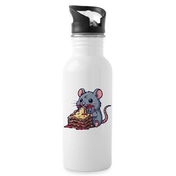 Süße Maus Ratte Lasagne Italienisch Essen  - Trinkflasche mit integriertem Trinkhalm - Weiß - Rechts