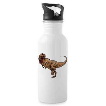 Rex Roaring Vintage Drawing - Water bottle with straw - white - Right