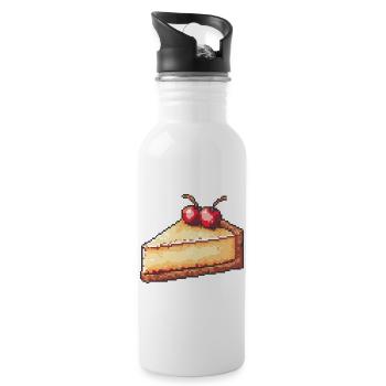 Pixel Cheesecake Cherry Slice - Water bottle with straw - white - Right
