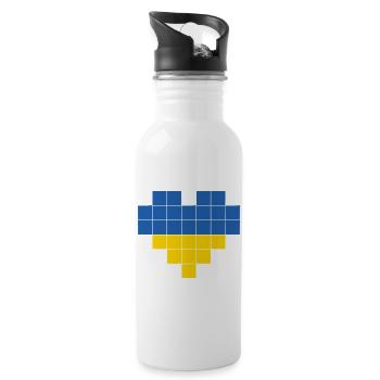 Pixel Heart Drapeau de l’Ukraine - Gourde avec paille intégrée - blanc - Droite