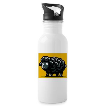 Schwarzes Schaf - Trinkflasche mit integriertem Trinkhalm - Weiß - Rechts