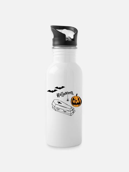 Silhouette de citrouille d’Halloween - Gourde avec paille intégrée - blanc