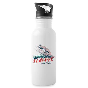 Colorful illustration of an Algarve Chameleon - Water bottle with straw - white - Right
