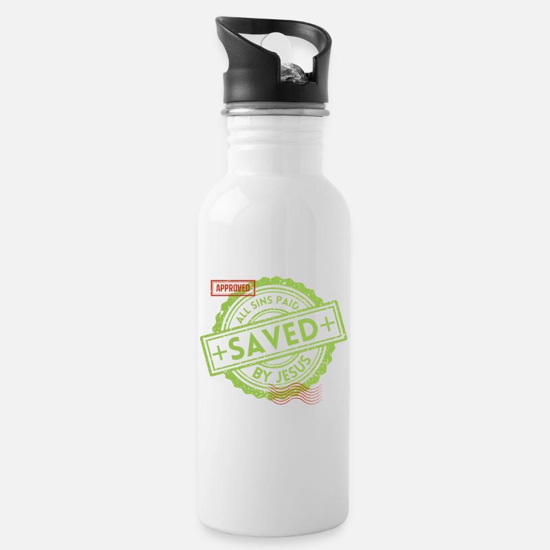 SAVED_Green_1 - Trinkflasche mit integriertem Trinkhalm - Weiß