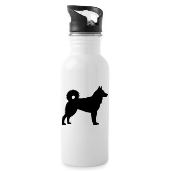 Husky dog silhouette - Water bottle with straw - white - Right