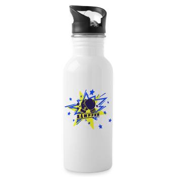 Kämpfer - Kampfsport - Glücksbringer - Trinkflasche mit integriertem Trinkhalm - Weiß - Rechts
