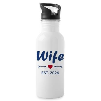 Ehefrau ist 2026 - Trinkflasche mit integriertem Trinkhalm - Weiß - Rechts