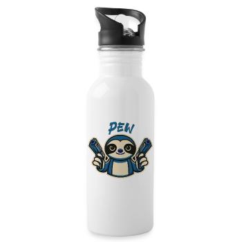 Cute Sloth Pew - Trinkflasche mit integriertem Trinkhalm - Weiß - Rechts