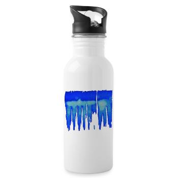Abstract - Blue Background - Water bottle with straw - white - Right